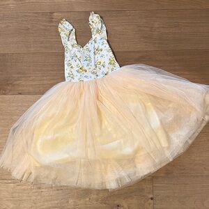 Floral Bodice Peach Tulle Kids dress